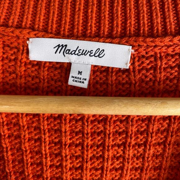 Madewell Waffle Knit Sweater Vest Size M Roasted Squash Orange Cotton Fall Layer - Picture 10 of 13